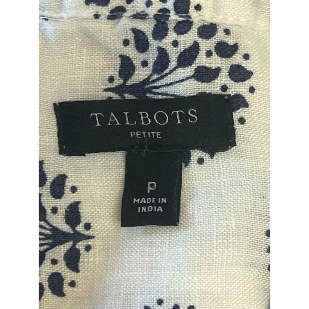 Talbots Blue and White 100% Linen Blouse Petite Small - Picture 6 of 6